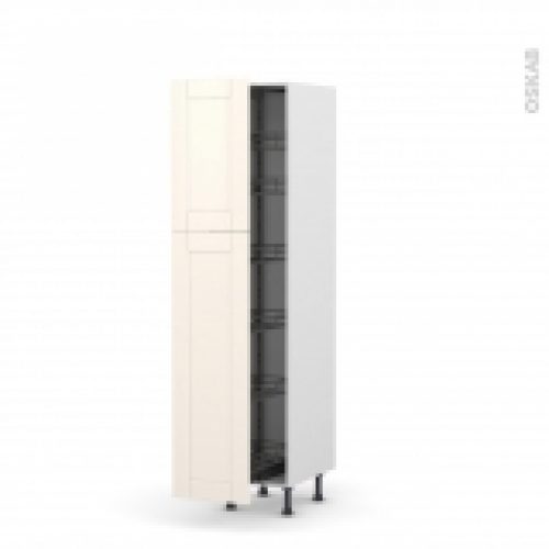 Colonne De Cuisine N2619 Armoire De Rangement Filipen Ivoire 6 Paniers Plateaux L40 X H195 X P58 Cm