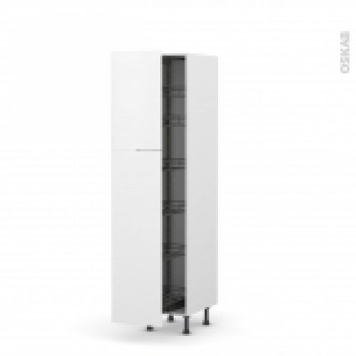 Colonne De Cuisine N2619 Armoire De Rangement Ginko Blanc 6 Paniers Plateaux L40 X H195 X P58 Cm