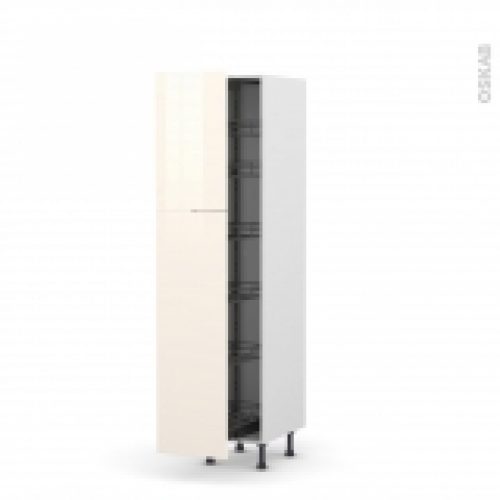 Colonne De Cuisine N2619 Armoire De Rangement Keria Ivoire 6 Paniers Plateaux L40 X H195 X P58 Cm