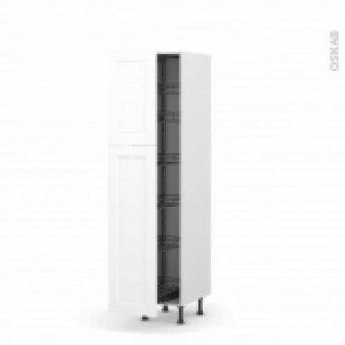 Colonne De Cuisine N2619 Armoire De Rangement Static Blanc 6 Paniers Plateaux L40 X H195 X P58 Cm