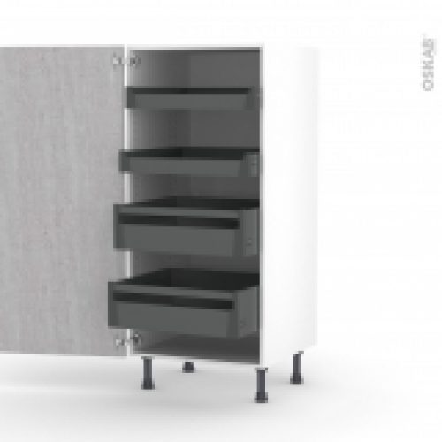 Colonne De Cuisine N27 Armoire De Rangement Hoda Beton 4 Tiroirs A L Anglaise L60 X H125 X P58 Cm