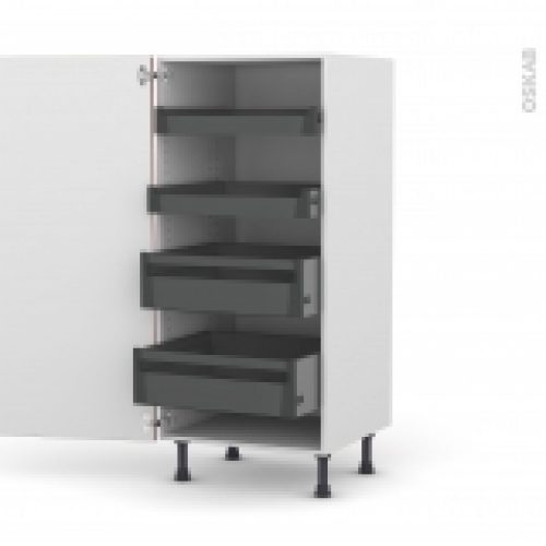 Colonne De Cuisine N27 Armoire De Rangement Ivia Rouge 4 Tiroirs A L Anglaise L60 X H125 X P58 Cm