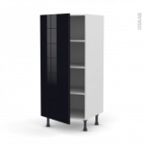 Colonne De Cuisine N27 Armoire Etagere Keria Noir 1 Porte L60 X H125 X P58 Cm