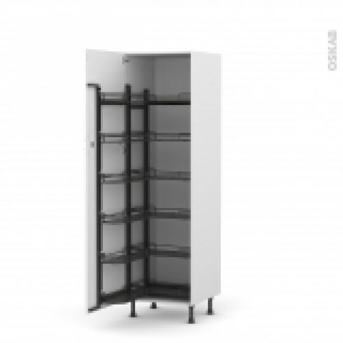 Colonne De Cuisine N2721 Armoire De Rangement Ipoma Blanc Brillant 12 Paniers Plateaux L60 X H195 X P58 Cm