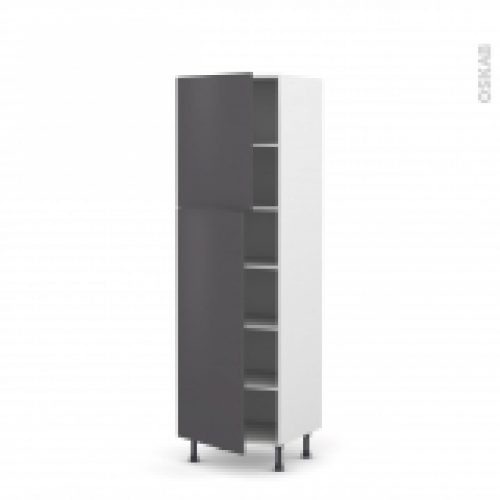 Colonne De Cuisine N2721 Armoire Etagere Ginko Gris 2 Portes L60 X H195 X P58 Cm