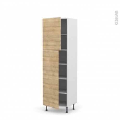 Colonne De Cuisine N2721 Armoire Etagere Hosta Chene Naturel 2 Portes L60 X H195 X P58 Cm