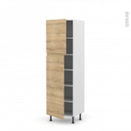 Colonne De Cuisine N2721 Armoire Etagere Ipoma Chene Naturel 2 Portes L60 X H195 X P58 Cm