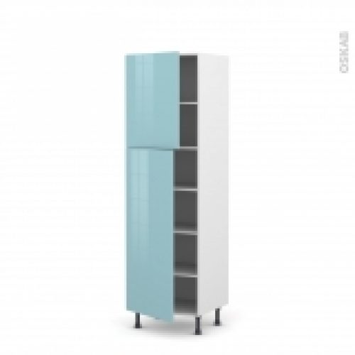Colonne De Cuisine N2721 Armoire Etagere Keria Bleu 2 Portes L60 X H195 X P58 Cm
