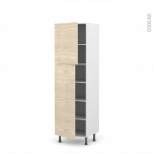 Colonne De Cuisine N2721 Armoire Etagere Stilo Noyer Blanchi 2 Portes L60 X H195 X P58 Cm