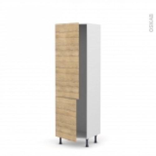 Colonne De Cuisine N2721 Armoire Frigo Encastrable Hosta Chene Naturel 2 Portes L60 X H195 X P58 Cm