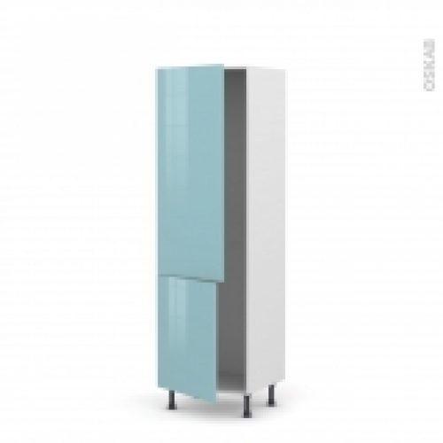 Colonne De Cuisine N2721 Armoire Frigo Encastrable Keria Bleu 2 Portes L60 X H195 X P58 Cm