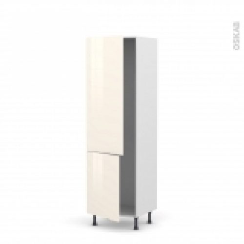 Colonne De Cuisine N2721 Armoire Frigo Encastrable Keria Ivoire 2 Portes L60 X H195 X P58 Cm