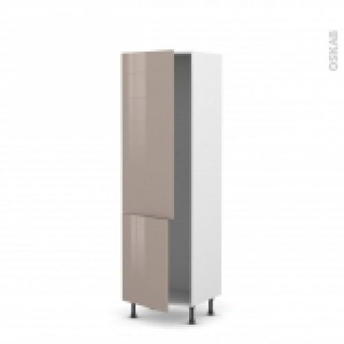 Colonne De Cuisine N2721 Armoire Frigo Encastrable Keria Moka 2 Portes L60 X H195 X P58 Cm