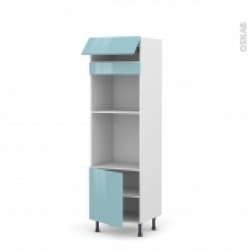 Colonne De Cuisine N516 Fourmo Encastrable Niche 45 Keria Bleu 1 Abattant 1 Porte L60 X H195 X P58 Cm