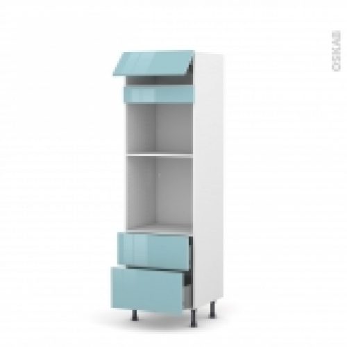 Colonne De Cuisine N558 Fourmo Encastrable Niche 45 Keria Bleu 1 Abattant 2 Casseroliers L60 X H195 X P58 Cm