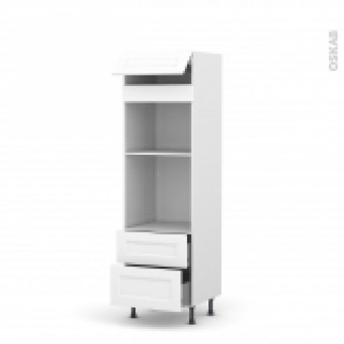 Colonne De Cuisine N558 Fourmo Encastrable Niche 45 Static Blanc 1 Abattant 2 Casseroliers L60 X H195 X P58 Cm