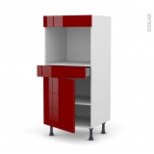 Colonne De Cuisine N56 Four Encastrable Niche 45 Ivia Rouge 1 Porte 1 Tiroir L60 X H125 X P58 Cm