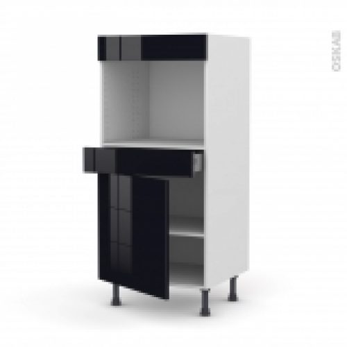 Colonne De Cuisine N56 Four Encastrable Niche 45 Keria Noir 1 Porte 1 Tiroir L60 X H125 X P58 Cm
