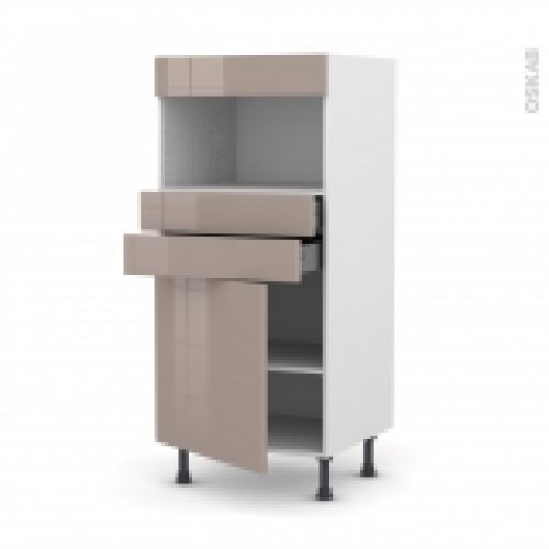 Colonne De Cuisine N56 Mo Encastrable Niche 3638 Keria Moka 1 Porte 2 Tiroirs L60 X H125 X P58 Cm