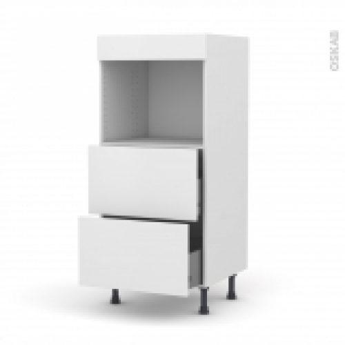 Colonne De Cuisine N57 Four Encastrable Niche 45 Ginko Blanc 2 Casseroliers L60 X H125 X P58 Cm