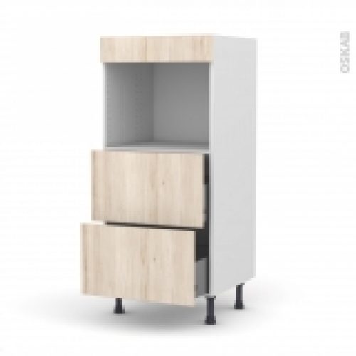 Colonne De Cuisine N57 Four Encastrable Niche 45 Ikoro Chene Clair 2 Casseroliers L60 X H125 X P58 Cm