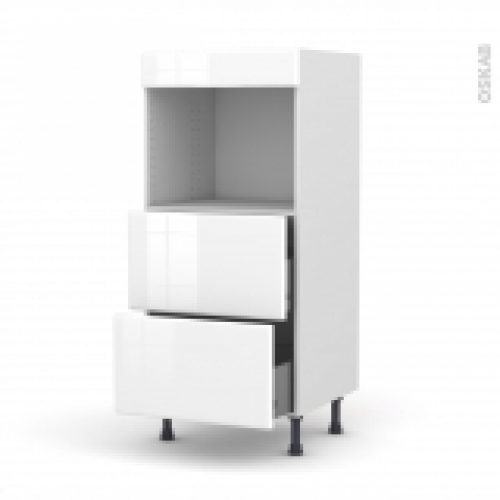 Colonne De Cuisine N57 Four Encastrable Niche 45 Iris Blanc 2 Casseroliers L60 X H125 X P58 Cm