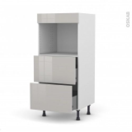 Colonne De Cuisine N57 Four Encastrable Niche 45 Ivia Gris 2 Casseroliers L60 X H125 X P58 Cm