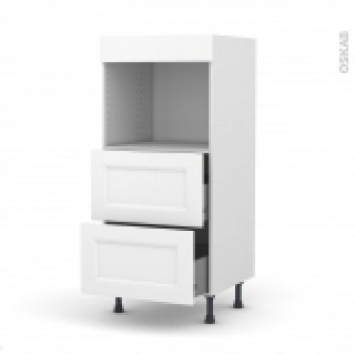 Colonne De Cuisine N57 Four Encastrable Niche 45 Static Blanc 2 Casseroliers L60 X H125 X P58 Cm