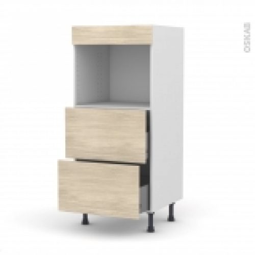 Colonne De Cuisine N57 Four Encastrable Niche 45 Stilo Noyer Blanchi 2 Casseroliers L60 X H125 X P58 Cm