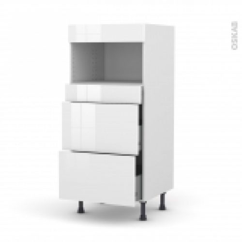 Colonne De Cuisine N57 Mo Encastrable Niche 3638 Bora Blanc 3 Tiroirs L60 X H125 X P58 Cm
