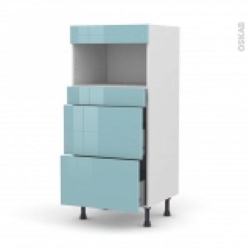 Colonne De Cuisine N57 Mo Encastrable Niche 3638 Keria Bleu 3 Tiroirs L60 X H125 X P58 Cm