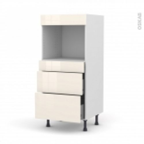 Colonne De Cuisine N58 Four Encastrable Niche 45 Keria Ivoire 3 Tiroirs L60 X H125 X P58 Cm