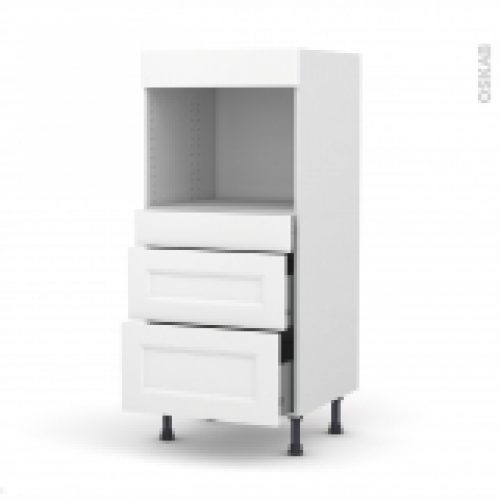 Colonne De Cuisine N58 Four Encastrable Niche 45 Static Blanc 3 Tiroirs L60 X H125 X P58 Cm