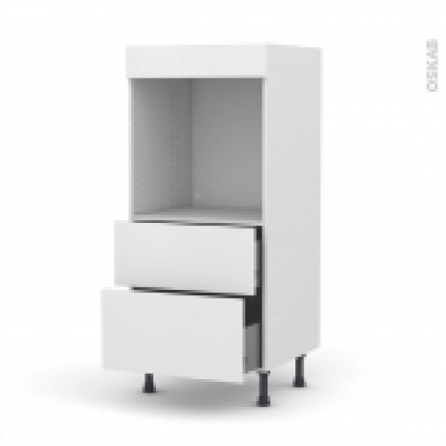 Colonne De Cuisine N58 Four Encastrable Niche 60 Ginko Blanc 2 Casseroliers L60 X H125 X P58 Cm