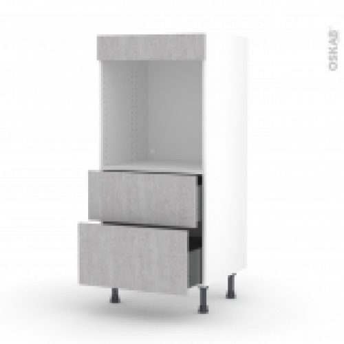 Colonne De Cuisine N58 Four Encastrable Niche 60 Hoda Beton 2 Casseroliers L60 X H125 X P58 Cm