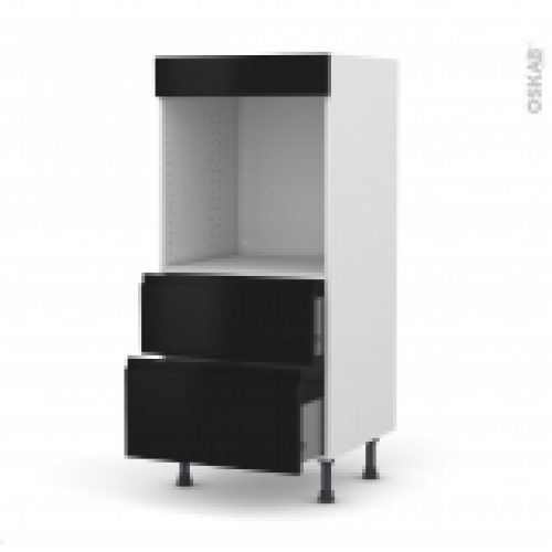 Colonne De Cuisine N58 Four Encastrable Niche 60 Ipoma Noir Mat 2 Casseroliers L60 X H125 X P58 Cm