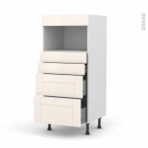 Colonne De Cuisine N58 Mo Encastrable Niche 3638 Filipen Ivoire 4 Tiroirs L60 X H125 X P58 Cm