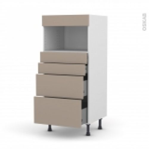 Colonne De Cuisine N58 Mo Encastrable Niche 3638 Ginko Taupe 4 Tiroirs L60 X H125 X P58 Cm