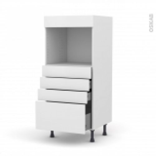 Colonne De Cuisine N59 Four Encastrable Niche 45 Ginko Blanc 4 Tiroirs L60 X H125 X P58 Cm