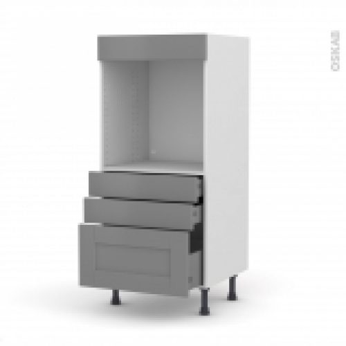 Colonne De Cuisine N59 Four Encastrable Niche 60 Filipen Gris 3 Tiroirs L60 X H125 X P58 Cm