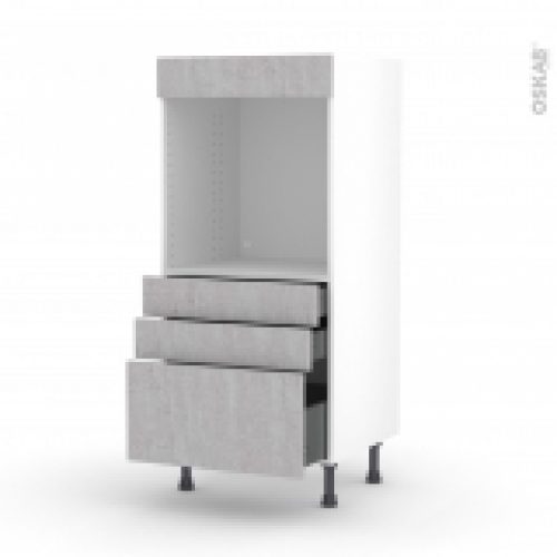 Colonne De Cuisine N59 Four Encastrable Niche 60 Hoda Beton 3 Tiroirs L60 X H125 X P58 Cm
