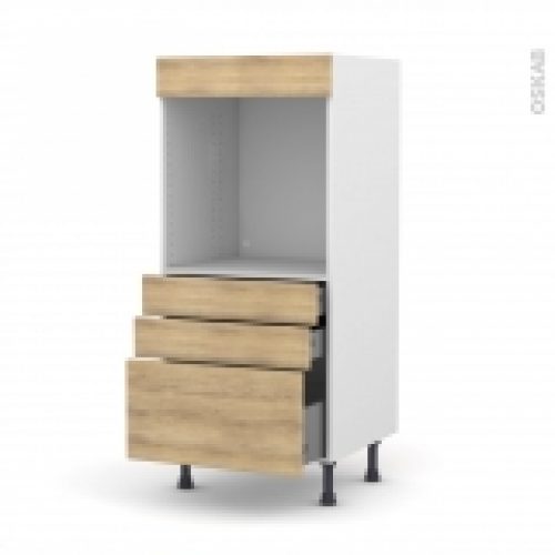 Colonne De Cuisine N59 Four Encastrable Niche 60 Hosta Chene Naturel 3 Tiroirs L60 X H125 X P58 Cm