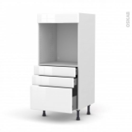 Colonne De Cuisine N59 Four Encastrable Niche 60 Iris Blanc 3 Tiroirs L60 X H125 X P58 Cm