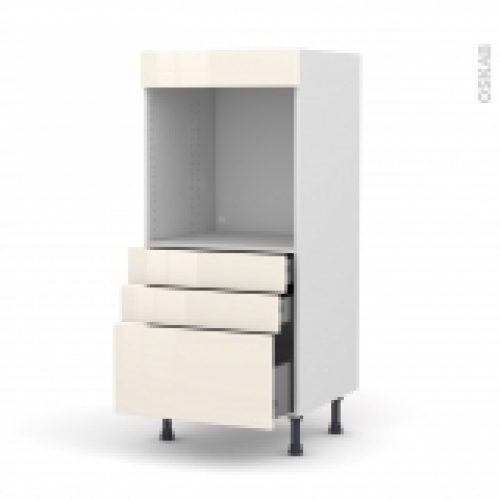 Colonne De Cuisine N59 Four Encastrable Niche 60 Keria Ivoire 3 Tiroirs L60 X H125 X P58 Cm