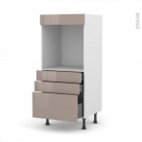 Colonne De Cuisine N59 Four Encastrable Niche 60 Keria Moka 3 Tiroirs L60 X H125 X P58 Cm