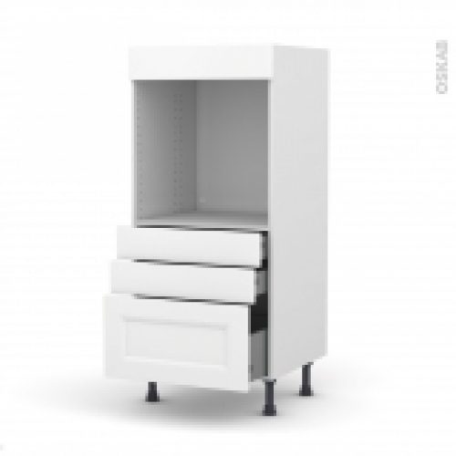 Colonne De Cuisine N59 Four Encastrable Niche 60 Static Blanc 3 Tiroirs L60 X H125 X P58 Cm