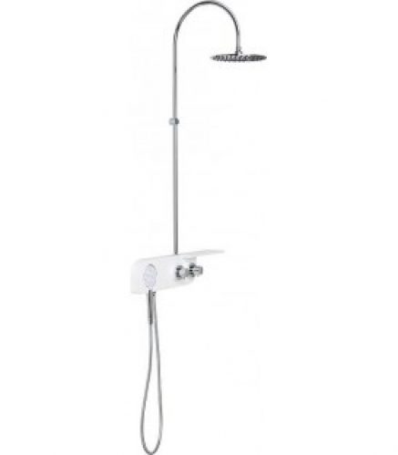 Colonne de douche mural Erzana avec thermostat blanc/chromé