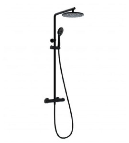 Colonne de douche ronde thermostatique noire mate Ponsi…