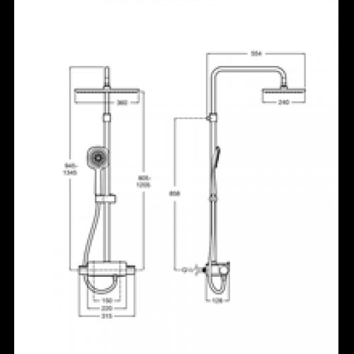 Colonne de douche thermostatique Square Deck Roca