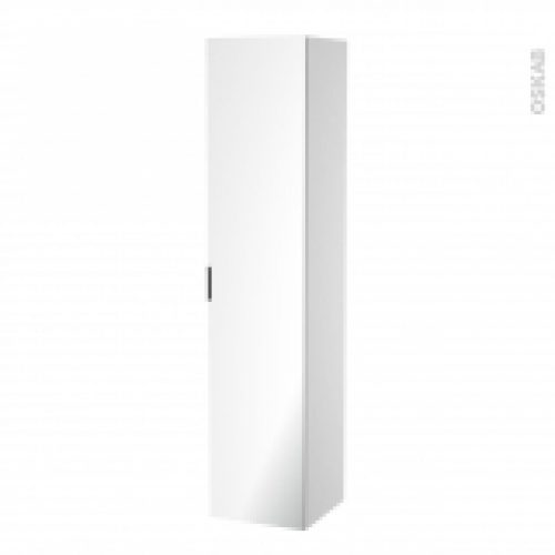Colonne De Salle De Bains 1 Porte Miroir Cotes Blancs L40 X H182 X P40 Cm Hakeo